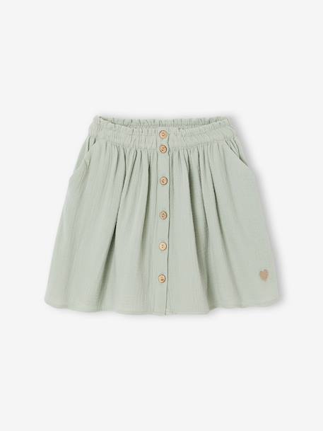 Coloured Skirt in Cotton Gauze, for Girls beige+grey blue+old rose+rose+sage green+violet - vertbaudet enfant 