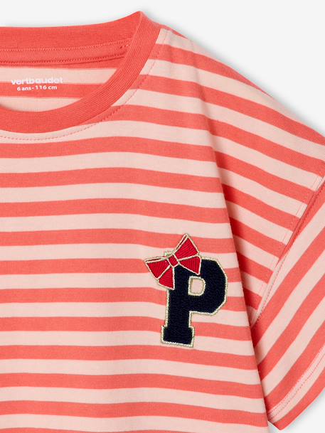 Fancy girl's t-shirt coral+navy blue - vertbaudet enfant 