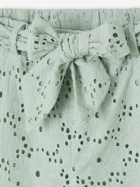 Pantalon large fille en broderie anglaise vert sauge - vertbaudet enfant 