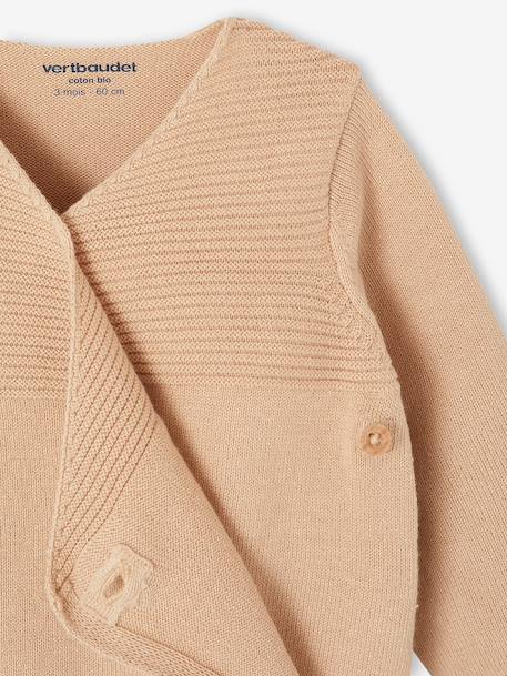 Knitted Cardigan in Organic Cotton for Newborn Babies beige+Beige+denim blue+pale pink - vertbaudet enfant 