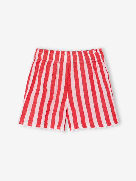 Girl's seersucker short striped red - vertbaudet enfant 