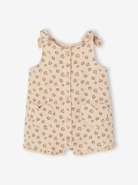 Printed Playsuit for Baby Girls beige - vertbaudet enfant 