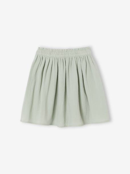 Coloured Skirt in Cotton Gauze, for Girls beige+grey blue+old rose+rose+sage green+violet - vertbaudet enfant 