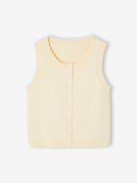 Girl's sleeveless knitted cardigan vanilla - vertbaudet enfant 