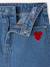 Denim Skirt with Broderie Anglaise for Girls medium blue - vertbaudet enfant 