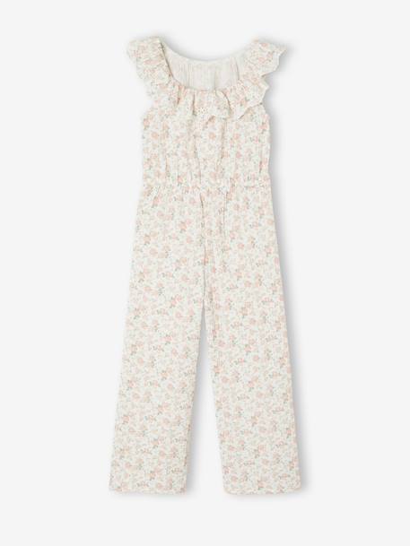 Floral Jumpsuit for Girls pale pink - vertbaudet enfant 