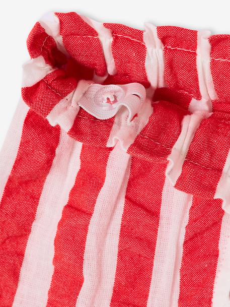 Girl's seersucker short striped red - vertbaudet enfant 