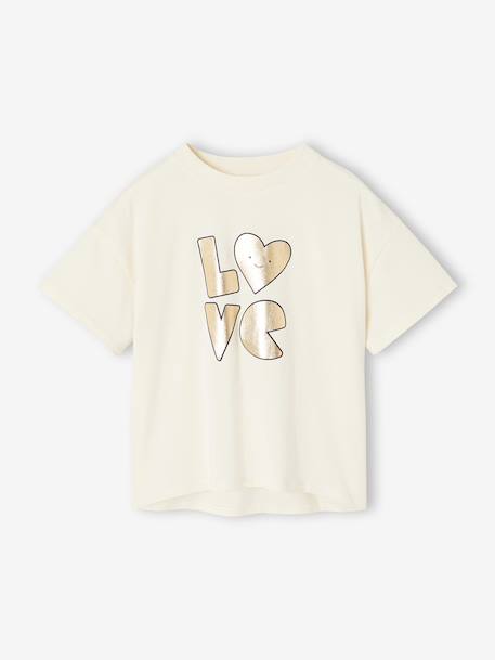 Girl's T-shirt and cycling shorts set ecru - vertbaudet enfant 