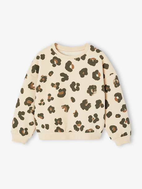 Sweatshirt with Fancy Motifs for Girls printed beige+printed white+rose+vanilla - vertbaudet enfant 