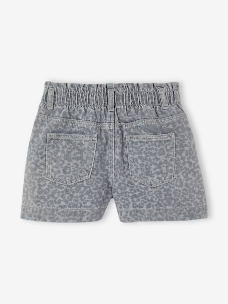 Girls' patterned denim shorts grey+light blue - vertbaudet enfant 