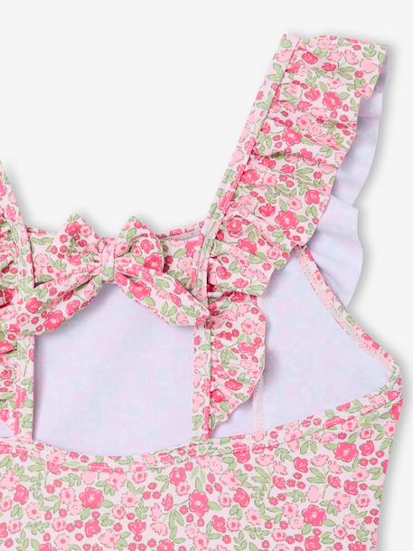Girl's floral swimsuit pale pink - vertbaudet enfant 