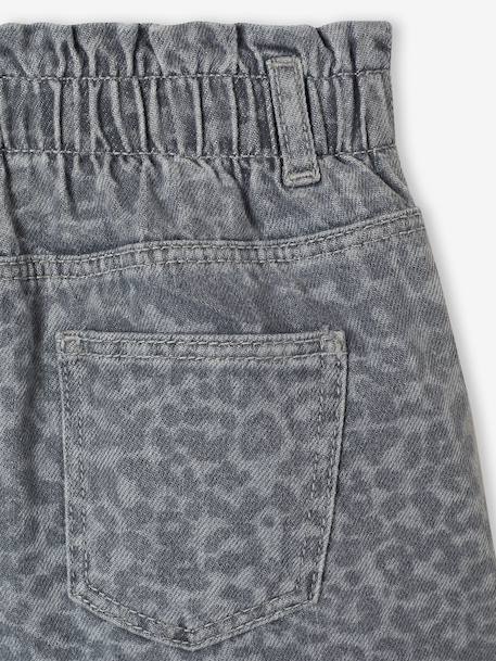 Girls' patterned denim shorts grey+light blue - vertbaudet enfant 