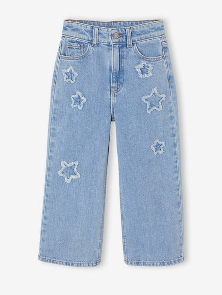 Girl's wide-leg star jeans light blue - vertbaudet enfant 