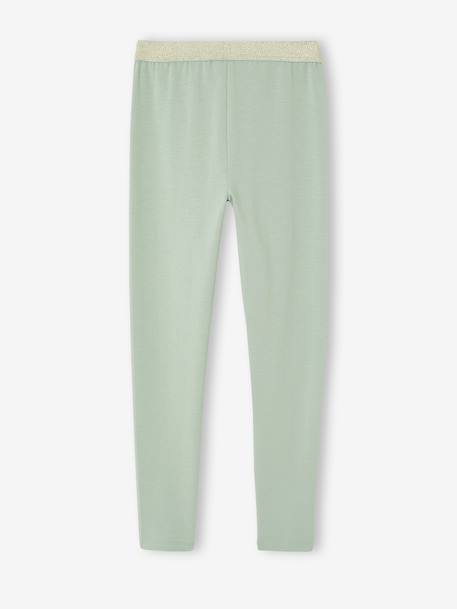 Leggings with Iridescent Waistband for Girls Black/Black+Dark Blue+marl grey+old rose+sage green - vertbaudet enfant 