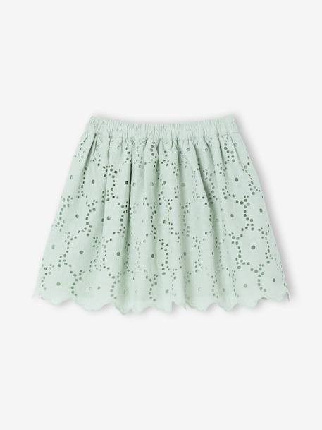 Jupe fille en broderie anglaise vert sauge - vertbaudet enfant 