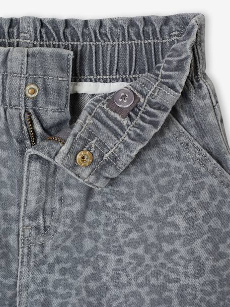 Girls' patterned denim shorts grey+light blue - vertbaudet enfant 