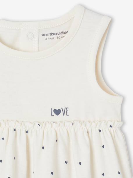 Dress & Matching Headband, for Babies beige+Light Green/Print+rosy - vertbaudet enfant 