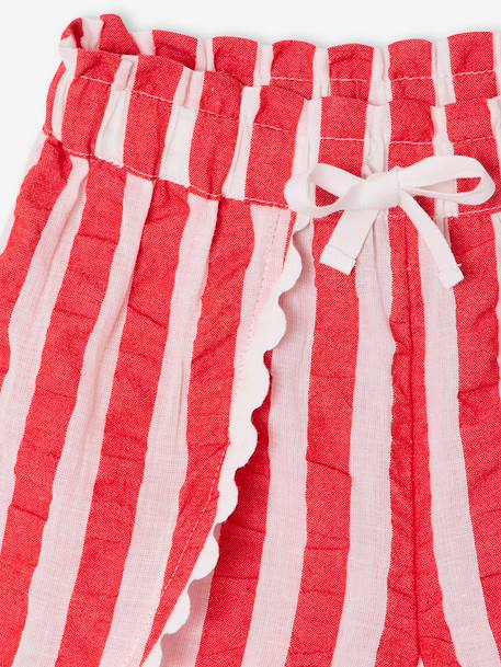 Girl's seersucker short striped red - vertbaudet enfant 