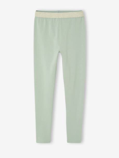 Leggings with Iridescent Waistband for Girls Black/Black+Dark Blue+marl grey+old rose+sage green - vertbaudet enfant 