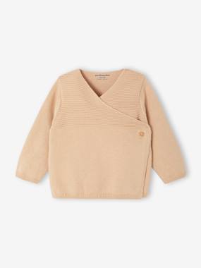 Baby-Jumpers, Cardigans & Sweaters-Cardigans-Knitted Cardigan in Organic Cotton for Newborn Babies
