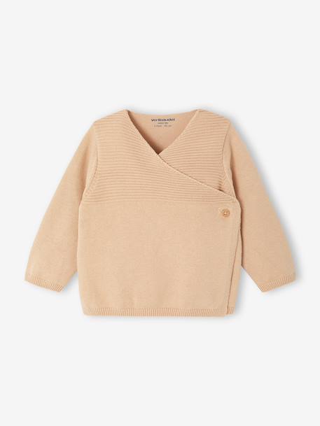Knitted Cardigan in Organic Cotton for Newborn Babies beige+Beige+denim blue+pale pink - vertbaudet enfant 
