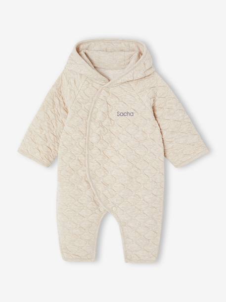 Baby playsuit in jersey marl beige - vertbaudet enfant 