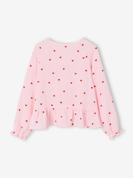 Girl's cotton gauze shirt aqua green+pale pink - vertbaudet enfant 