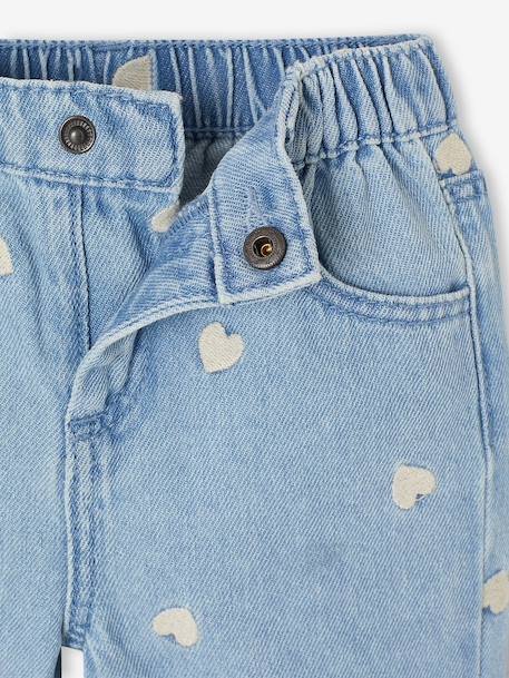 Jean large bébé fille petits coeurs brodés double stone+stone - vertbaudet enfant 