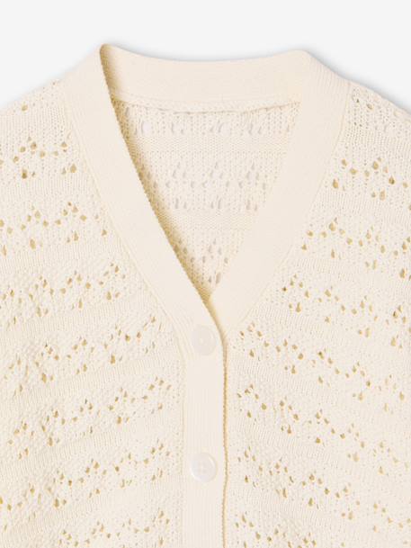 Girl's openwork knit cardigan ecru - vertbaudet enfant 