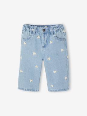 Baby-Wide-leg jeans with small embroidered hearts