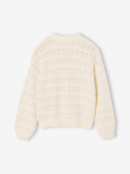 Girl's openwork knit cardigan ecru - vertbaudet enfant 