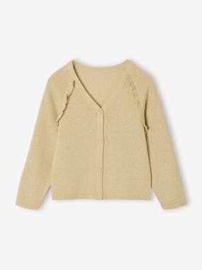 Girls-Cardigans, Jumpers & Sweatshirts-Cardigans-Cardigan with Ruffles for Girls 
