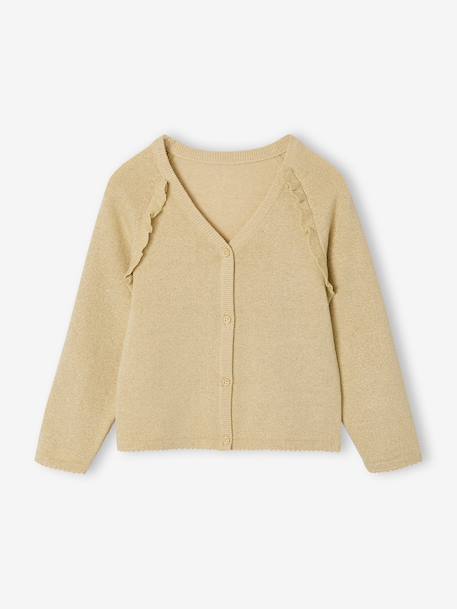 Gilet fille à volants cérémonie beige doré+écru+rose pâle+vert - vertbaudet enfant 