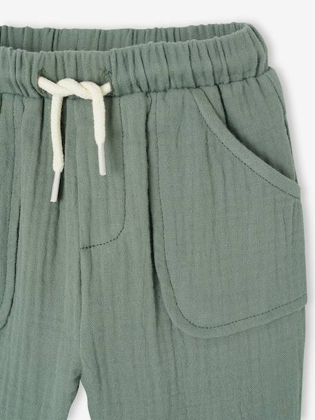 Pantalon en gaze coton bébé cappuccino+vert sapin - vertbaudet enfant 