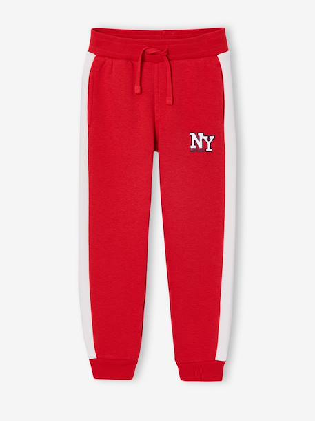 Boys' joggers with side stripe green+red - vertbaudet enfant 