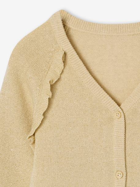 Gilet fille à volants cérémonie beige doré+écru+rose pâle+vert - vertbaudet enfant 