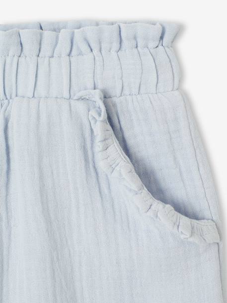 Girls' short with a cotton gauze waist beige+pale blue+rose+sage green - vertbaudet enfant 