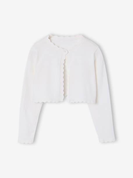 Bolero with Practical Opening for Girls sage green+white - vertbaudet enfant 