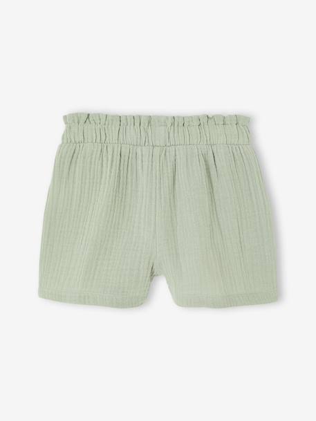 Girls' short with a cotton gauze waist beige+pale blue+rose+sage green - vertbaudet enfant 