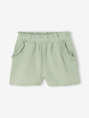 -Short fille taille en gaze de coton