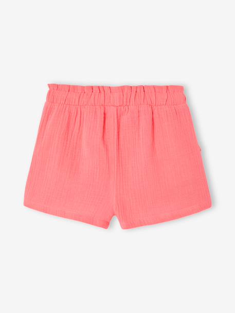 Girls' short with a cotton gauze waist beige+pale blue+rose+sage green - vertbaudet enfant 