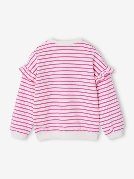 Sweat fille rayé manches à volants bleu pâle+marine+pivoine+rouge+vieux rose - vertbaudet enfant 