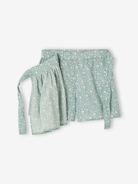 Printed Skort for Girls aqua green+ecru - vertbaudet enfant 