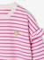 Sweat fille rayé manches à volants bleu pâle+marine+pivoine+rouge+vieux rose - vertbaudet enfant 