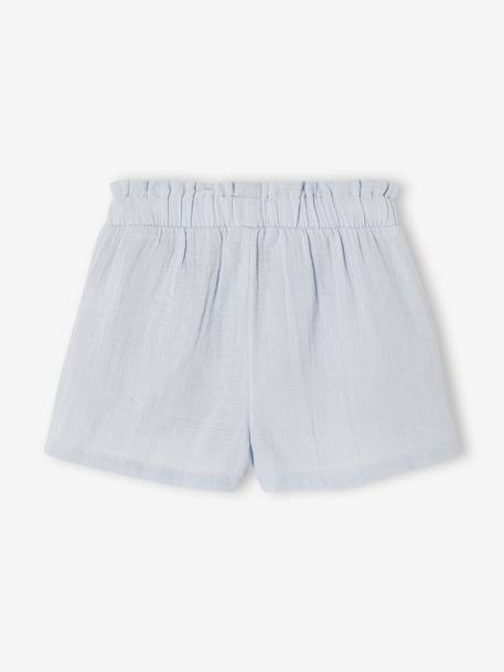 Girls' short with a cotton gauze waist beige+pale blue+rose+sage green - vertbaudet enfant 