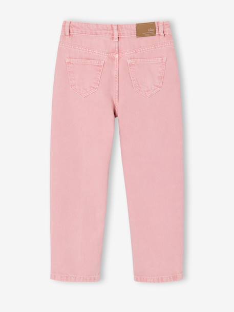 Embroidered girl's mom fit trouser grey green+rosy - vertbaudet enfant 