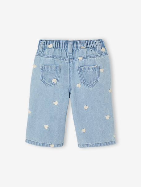 Jean large bébé fille petits coeurs brodés double stone+stone - vertbaudet enfant 