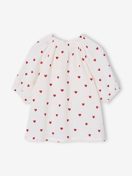 Girl's cotton gauze blouse ecru+sage green+vanilla - vertbaudet enfant 