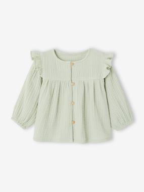 Baby-Blouse in Cotton Gauze with Ruffles, for Babies