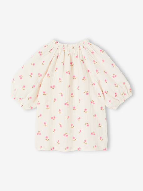 Girl's cotton gauze blouse ecru+sage green+vanilla - vertbaudet enfant 